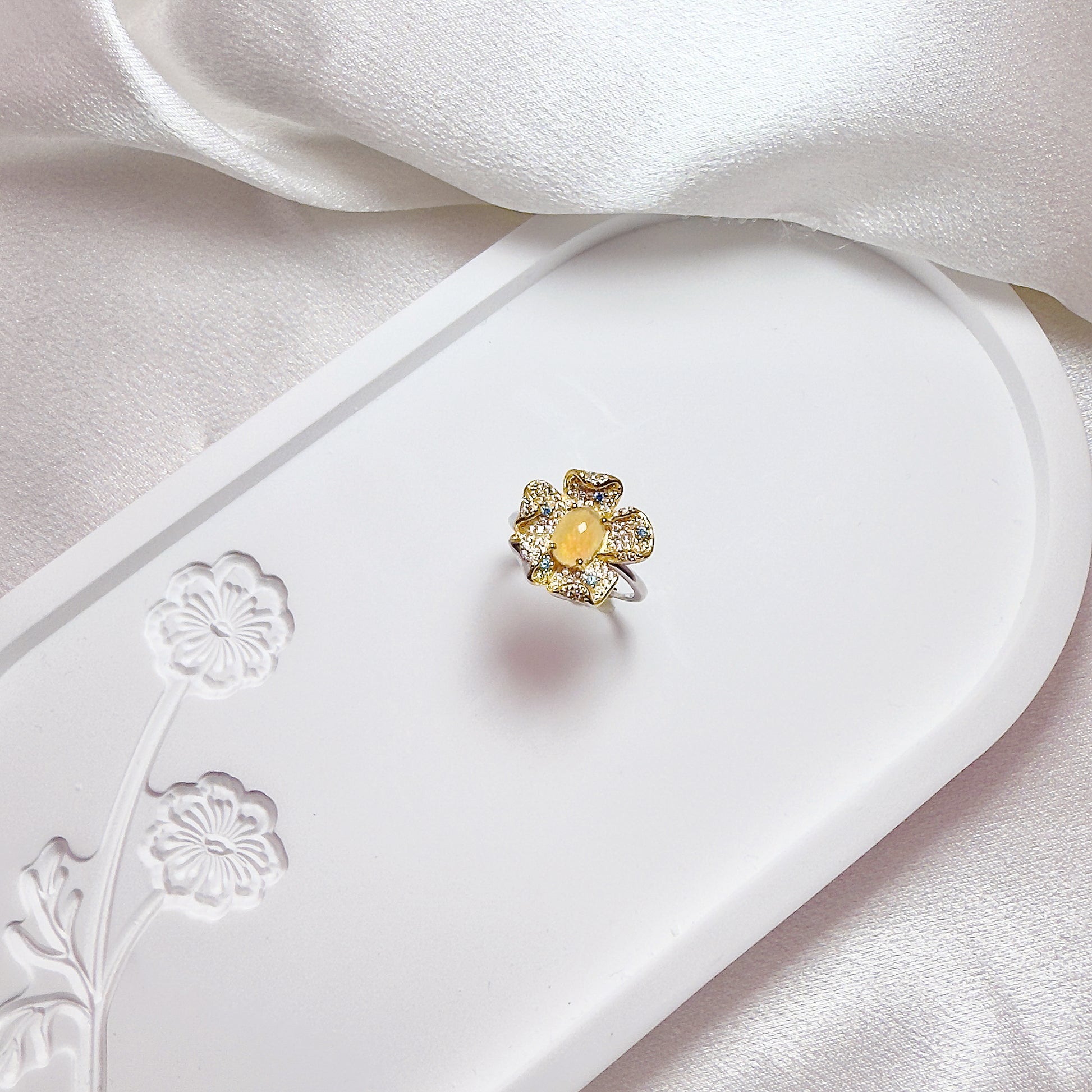 Dreamfire Opal Adjustable Ring S925 Silver