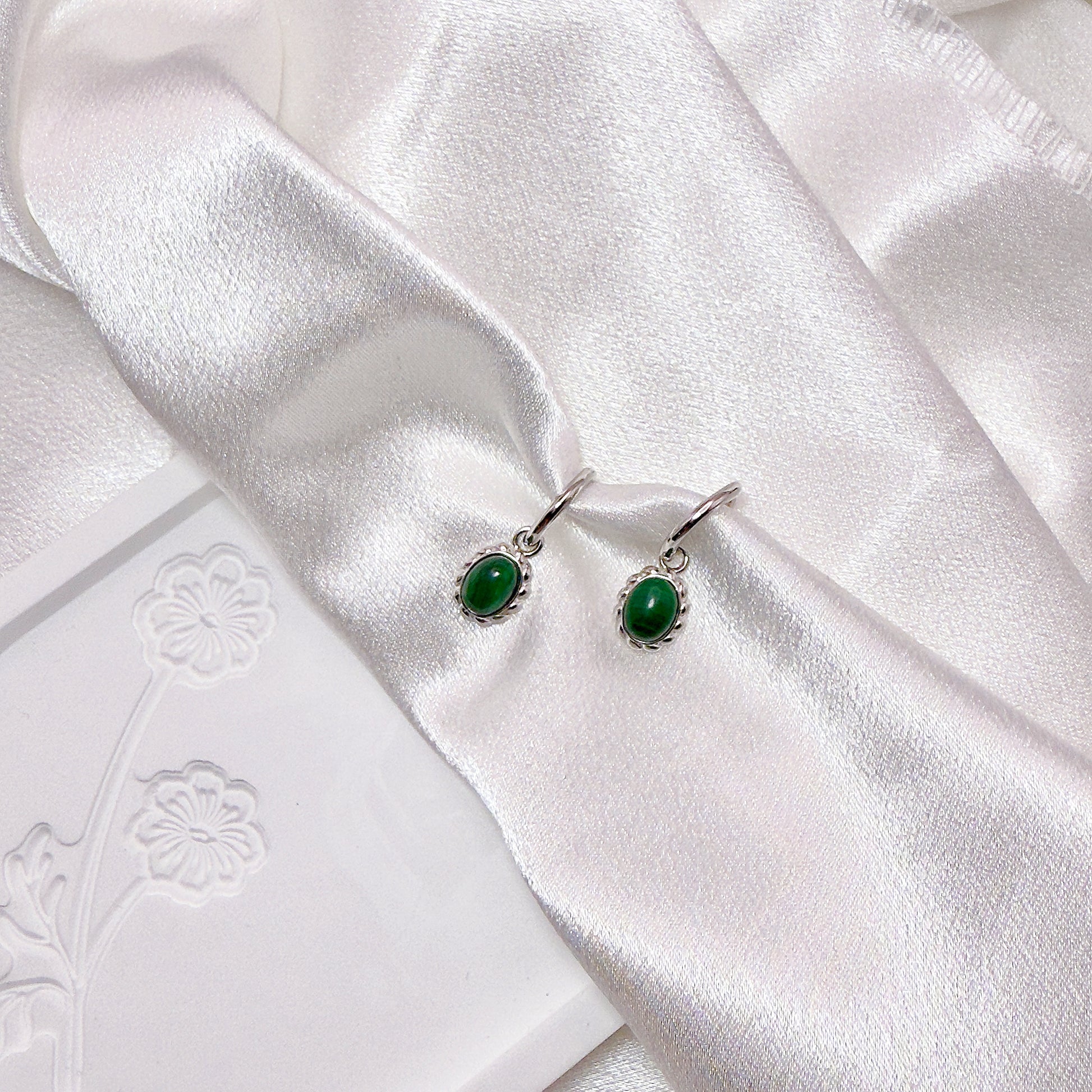 Bold Aura Malachite Earrings S925 Silver