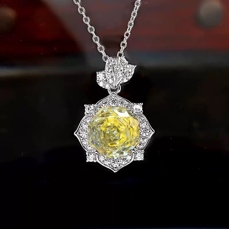 Octagonal Millennium Rose Cut Floral Jewelry Set
