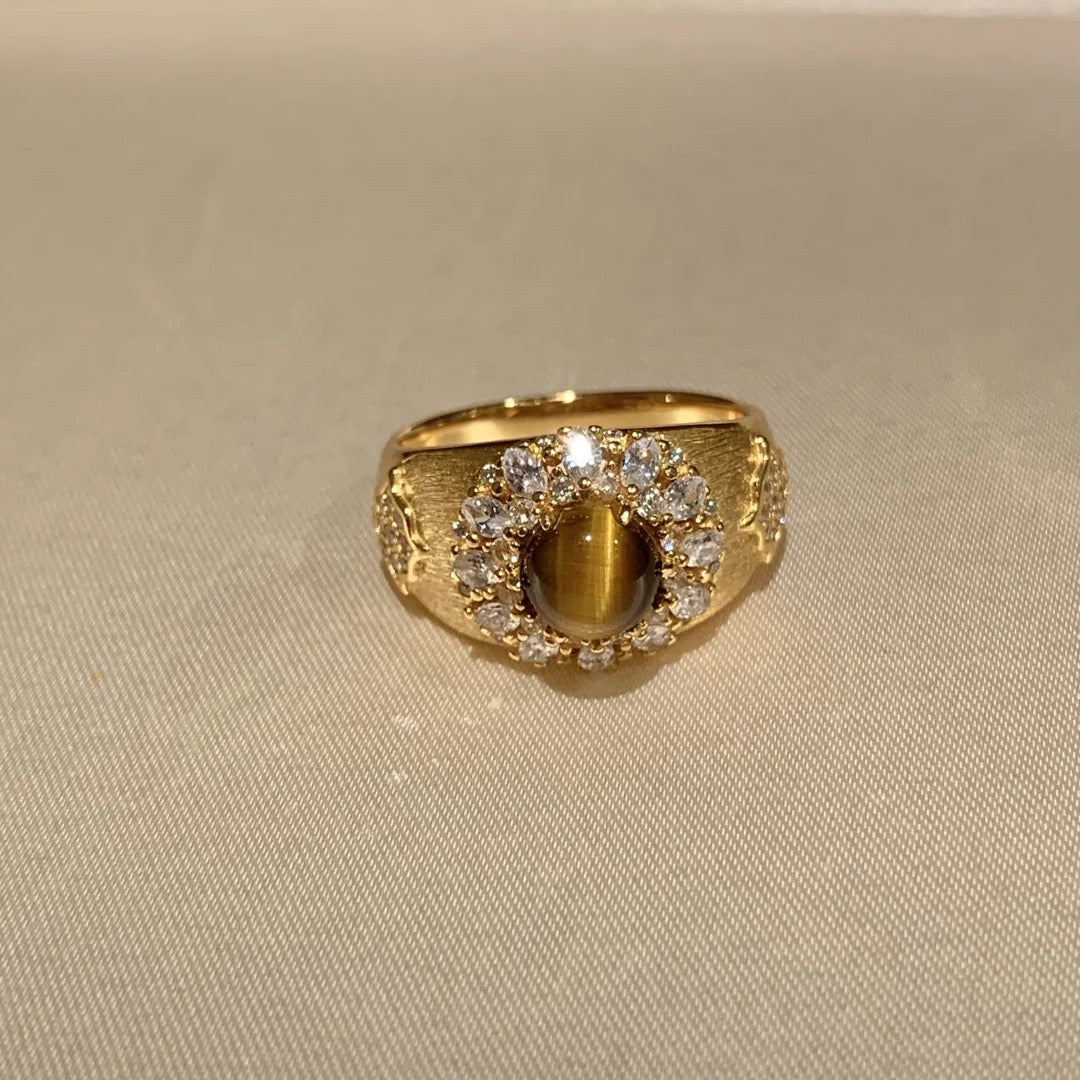 Brushed Finish Maillard-Style Tigers Eye Ring