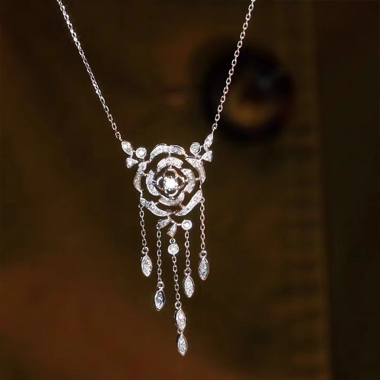 Luxe Fairy-Core Style Long Rose Tassel Jewelry Set