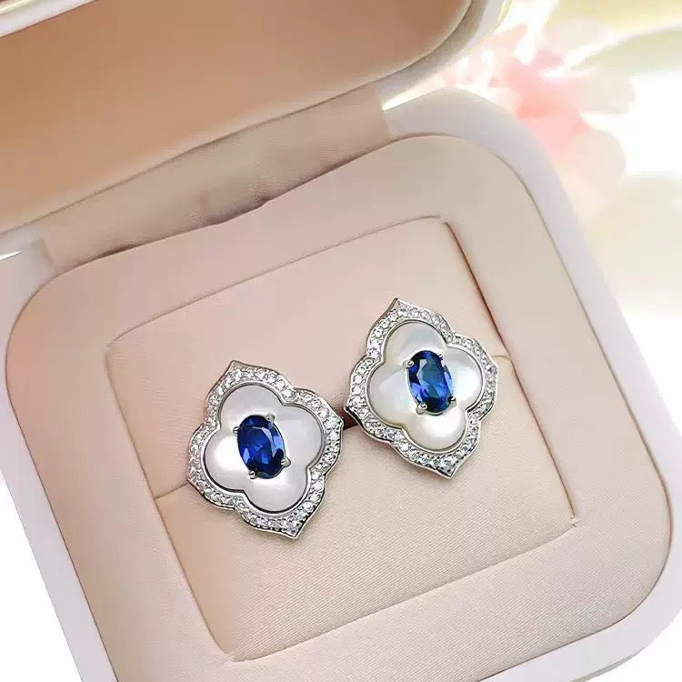 Luxe High Carbon Diamond Clover and Mother-of-Pearl Jewelry Set