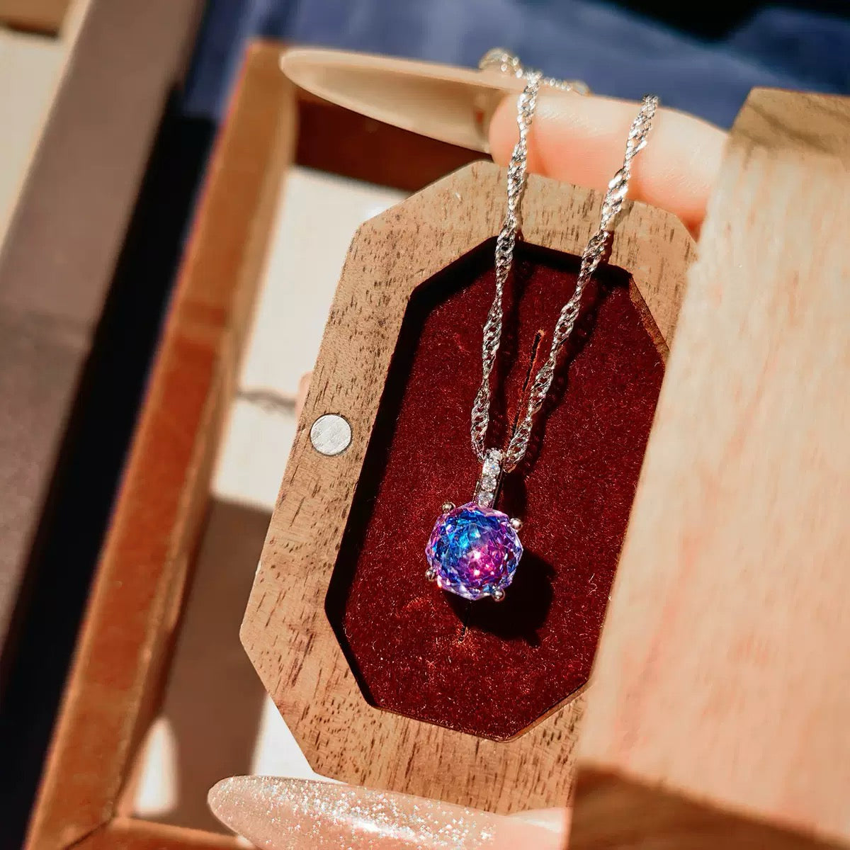 Octagonal Millennium Rose Cut Rainbow Jewelry Set