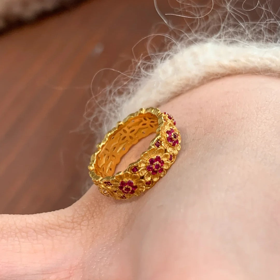 Francis Manor Two-Tone Brushed Sunflower Ring
