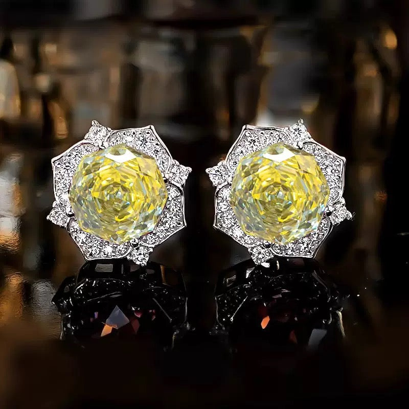 Octagonal Millennium Rose Cut Floral Jewelry Set