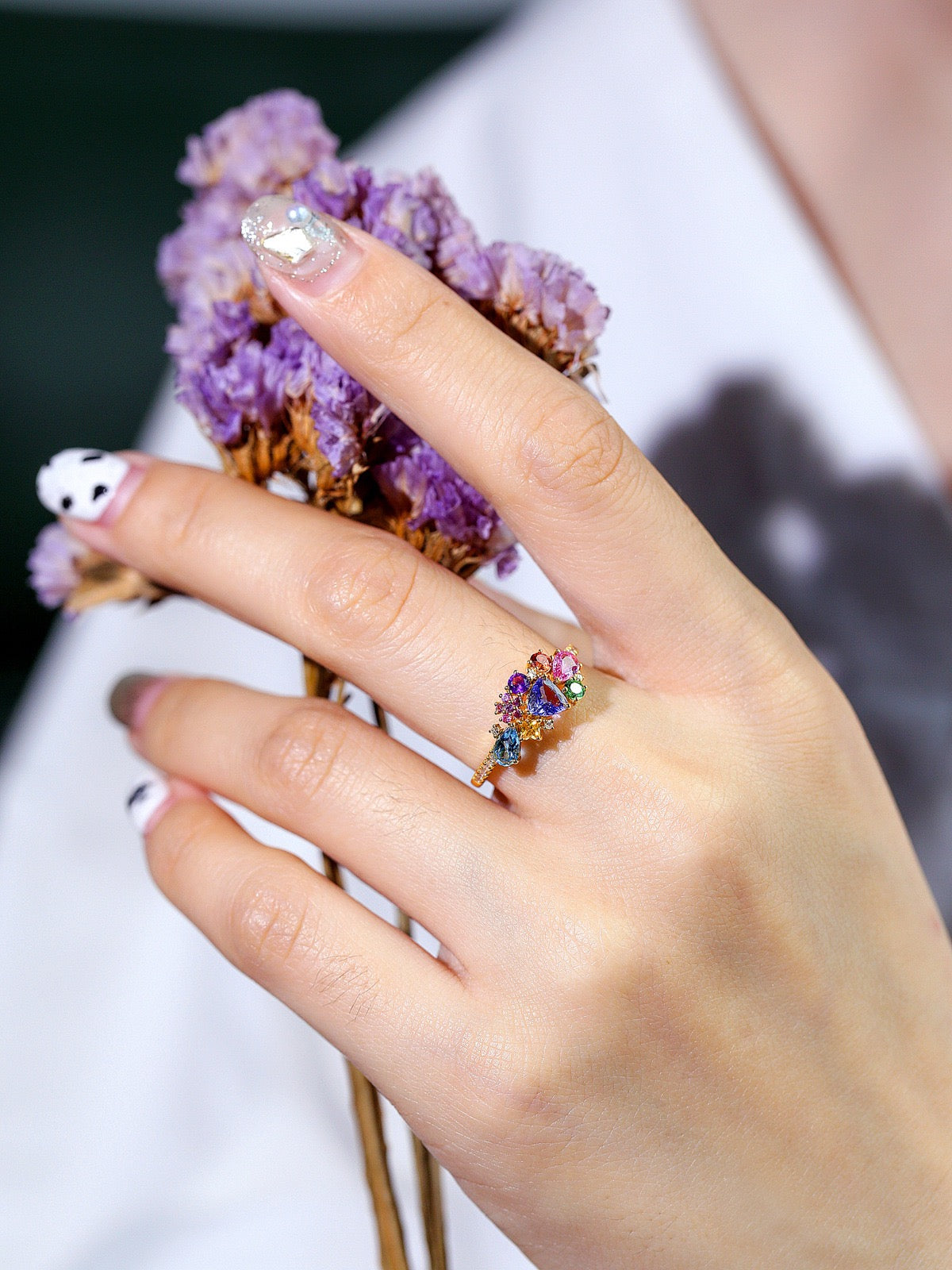Secret Garden Romantic Colorful Stones Jewelry Set