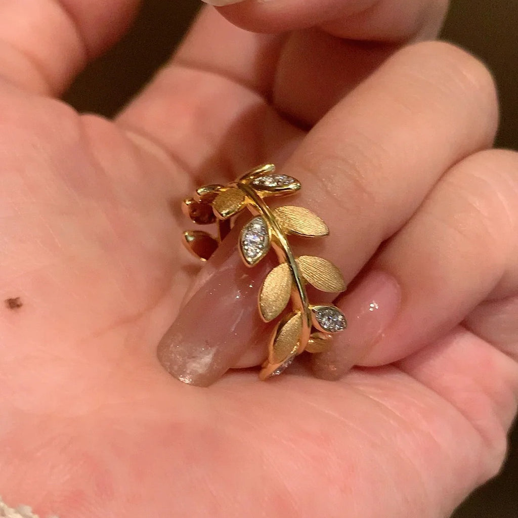 Brushed Vintage Gold Leaf Ring