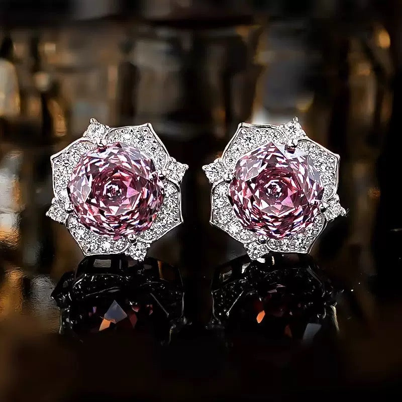 Octagonal Millennium Rose Cut Floral Jewelry Set