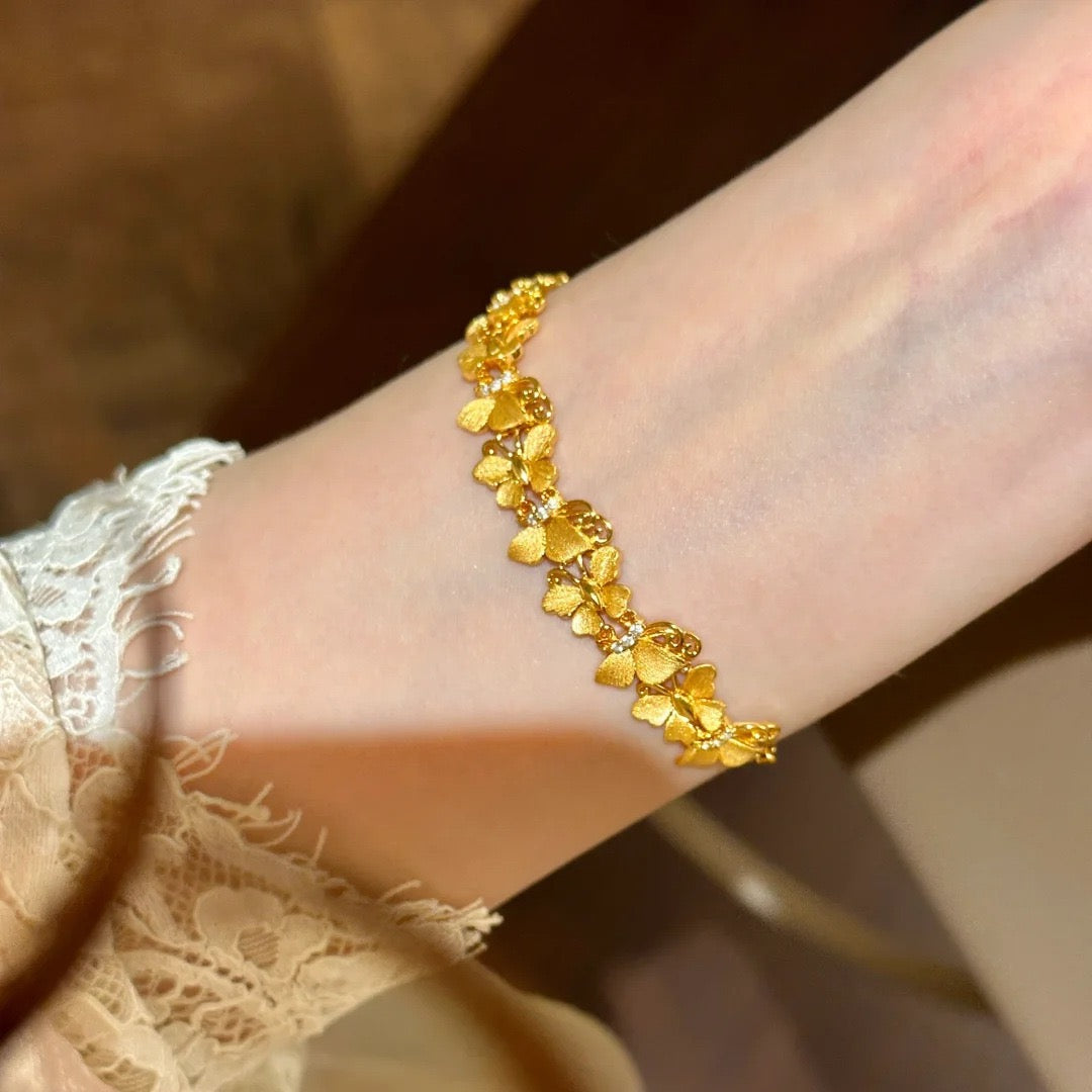 Hand-Brushed Dancing Butterflies Adjustable Bracelet