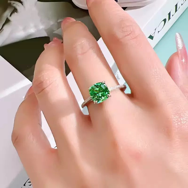 Emerald Ice-Cut Princess High-Carbon Diamond Jewelry Set