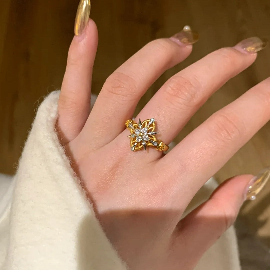 Antique Arrowhead Clover and Thorns Ring
