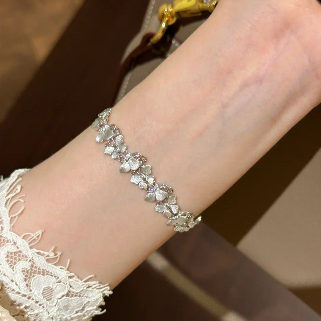 Hand-Brushed Dancing Butterflies Adjustable Bracelet