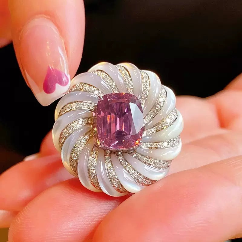 Vintage Pink Spiral Ring