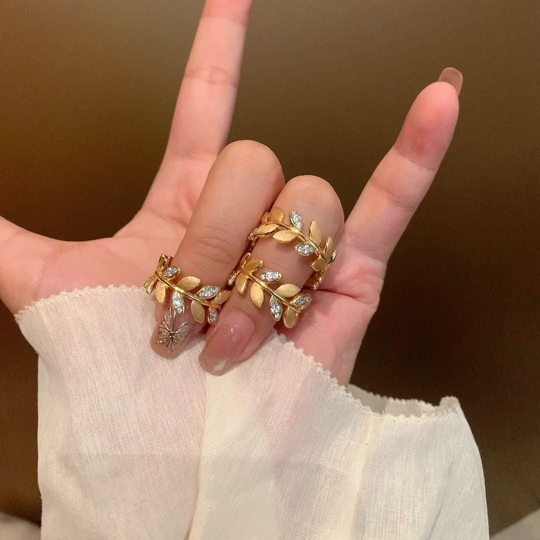 Brushed Vintage Gold Leaf Ring