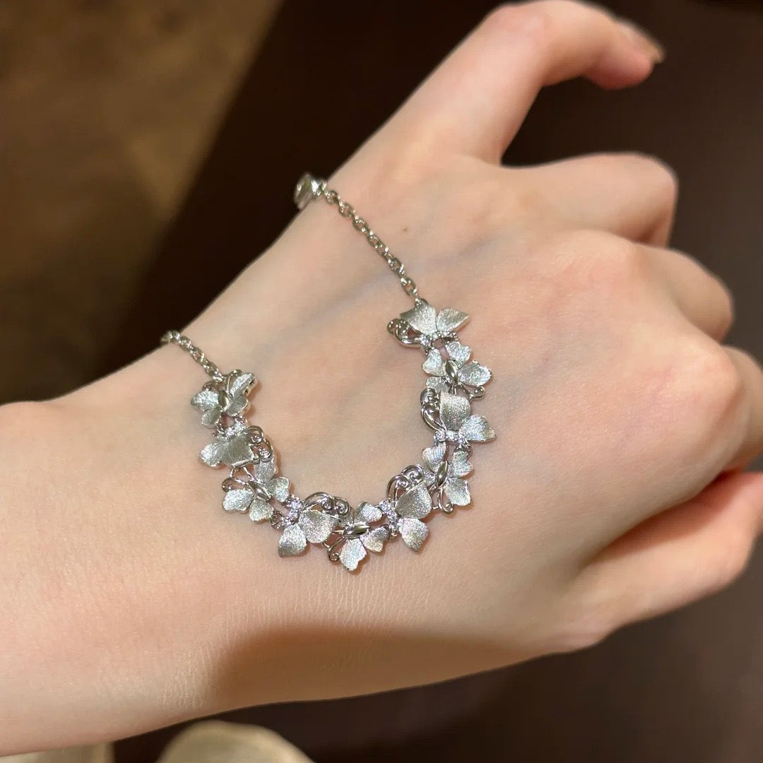 Hand-Brushed Dancing Butterflies Adjustable Bracelet