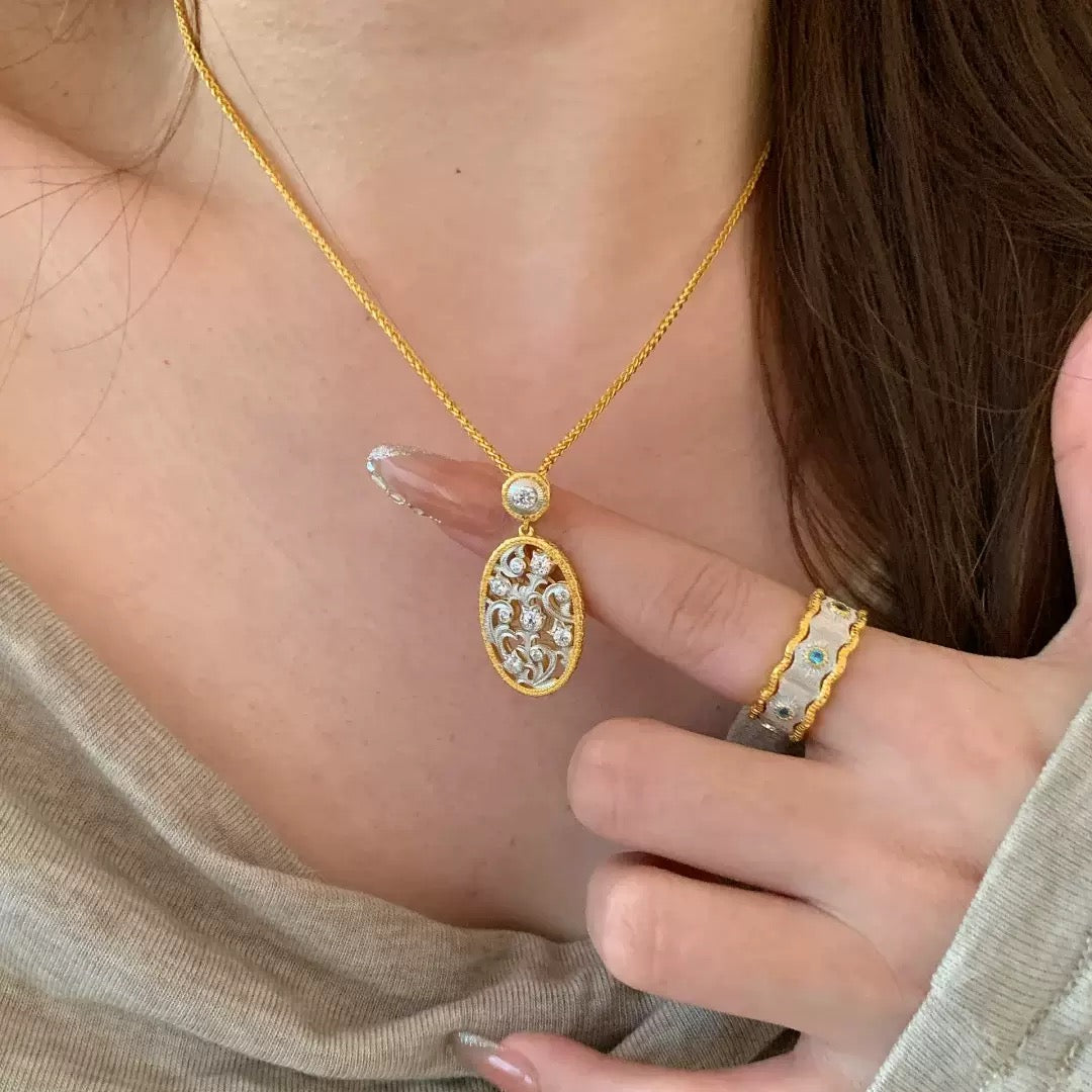 Lily of the Valley Vintage Textured and Brushed Gold Jewelry Set