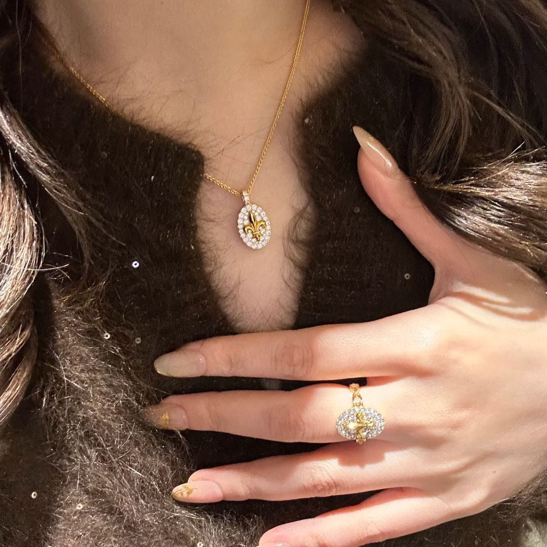 French Vintage Iris Jewelry Set