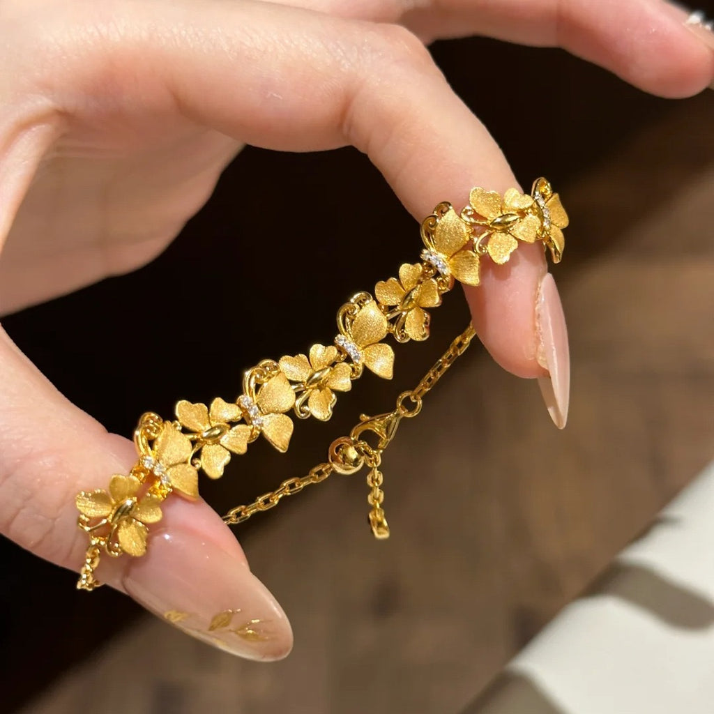 Hand-Brushed Dancing Butterflies Adjustable Bracelet