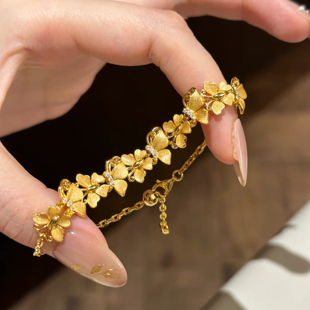 Hand-Brushed Dancing Butterflies Adjustable Bracelet