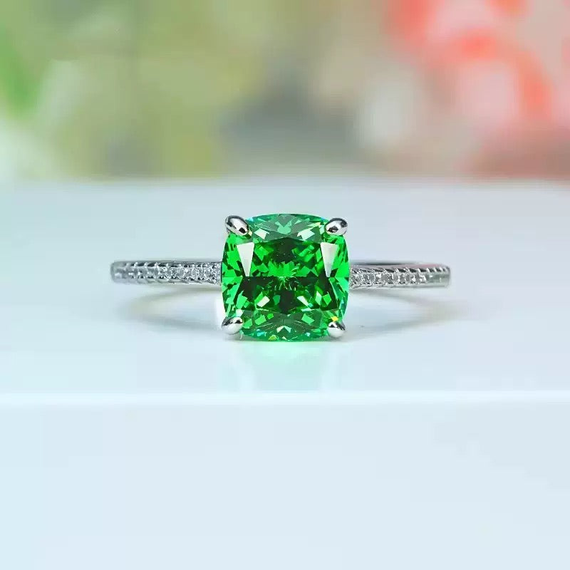 Emerald Ice-Cut Princess High-Carbon Diamond Jewelry Set