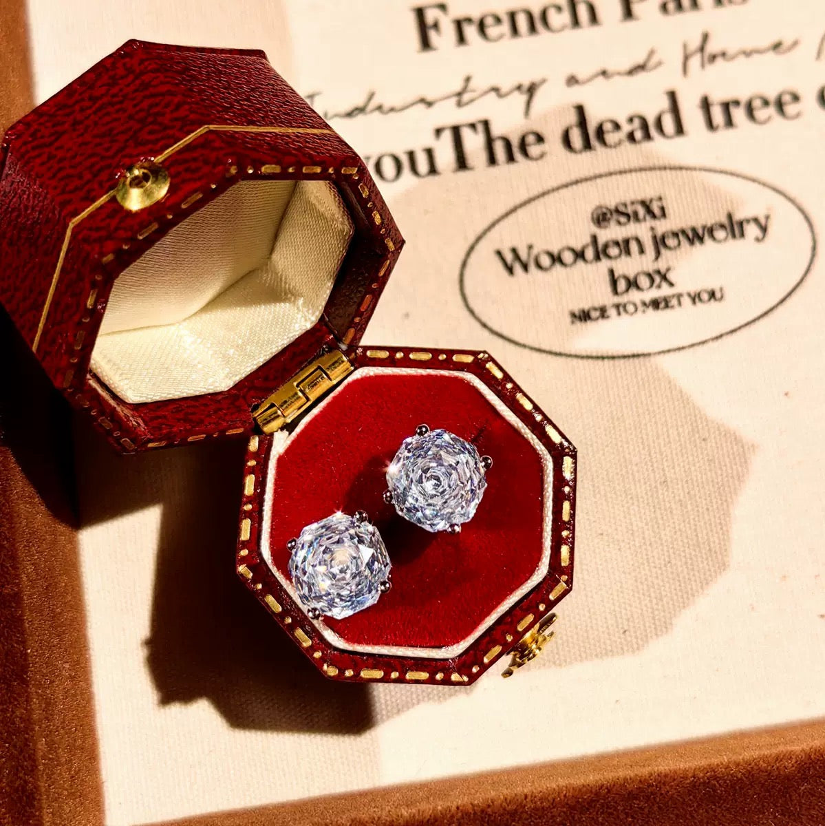 Octagonal Millennium Rose Cut Rainbow Jewelry Set