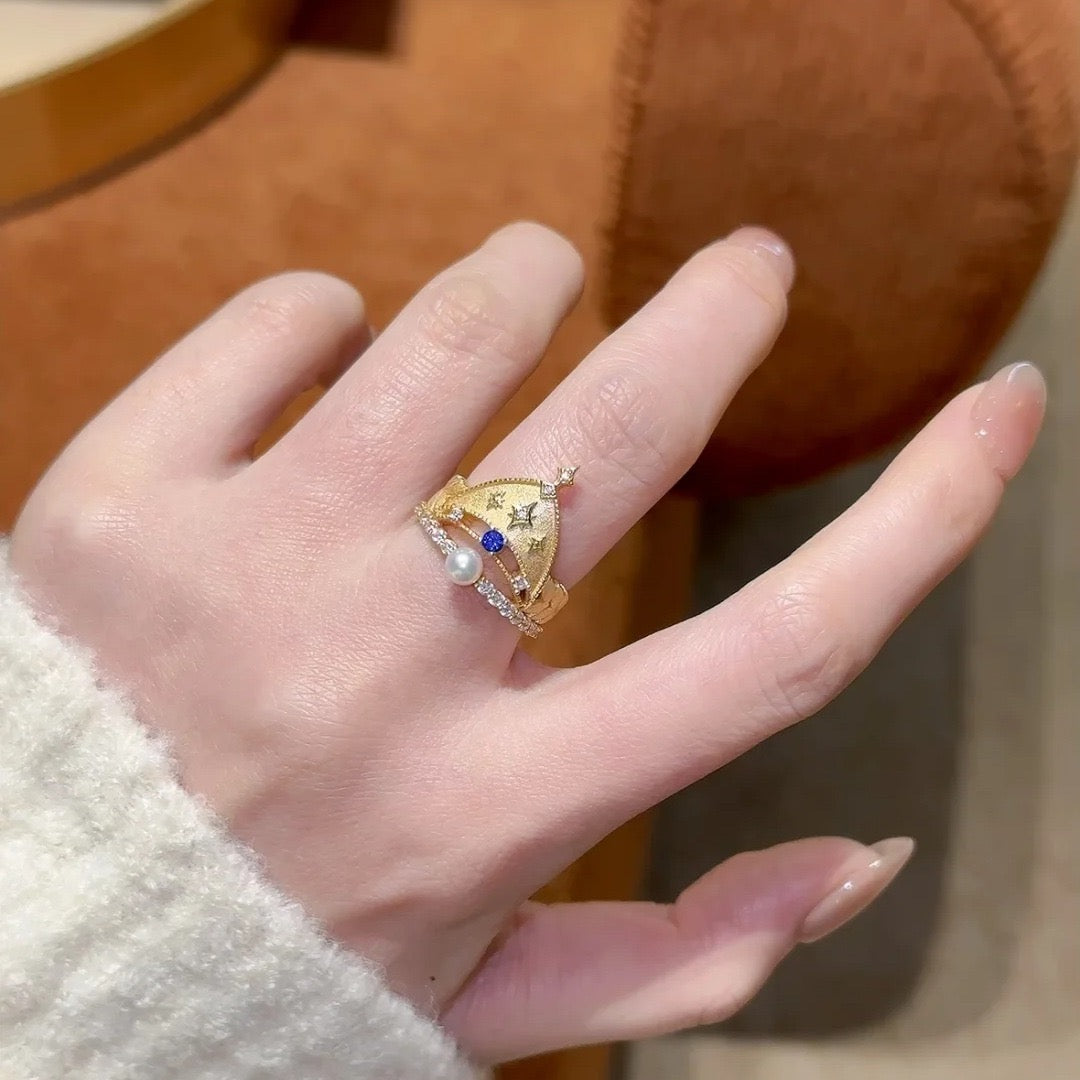 Vintage Crown and Baroque Castle Ring