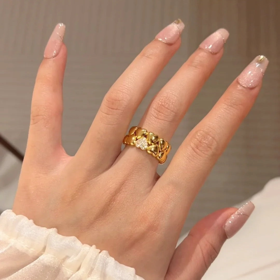 Vintage Double-Layer Heart Ring