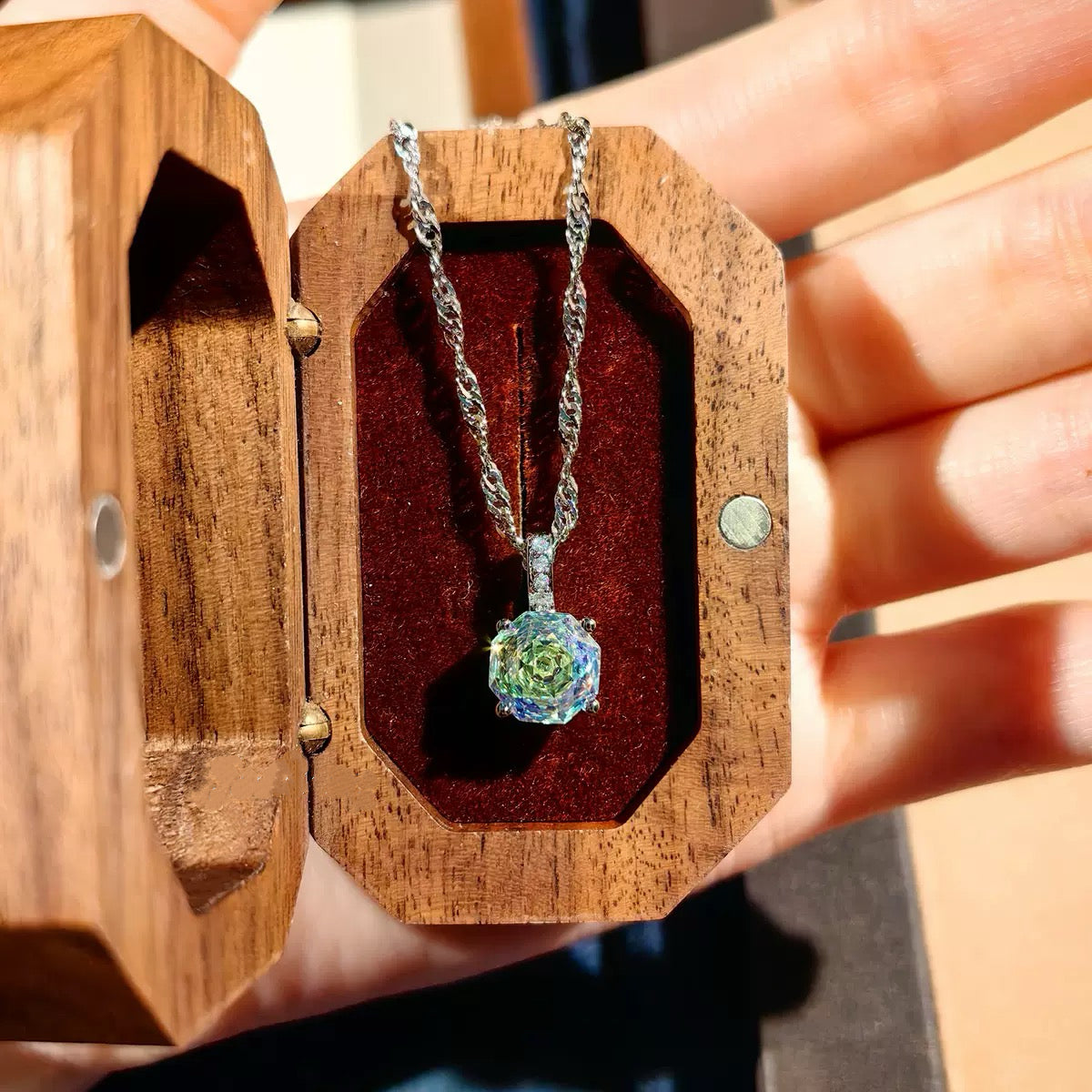 Octagonal Millennium Rose Cut Rainbow Jewelry Set