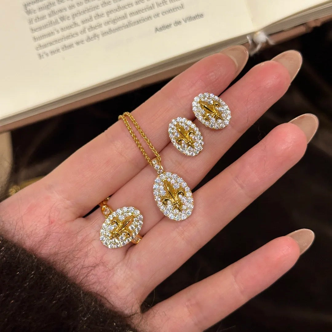 French Vintage Iris Jewelry Set