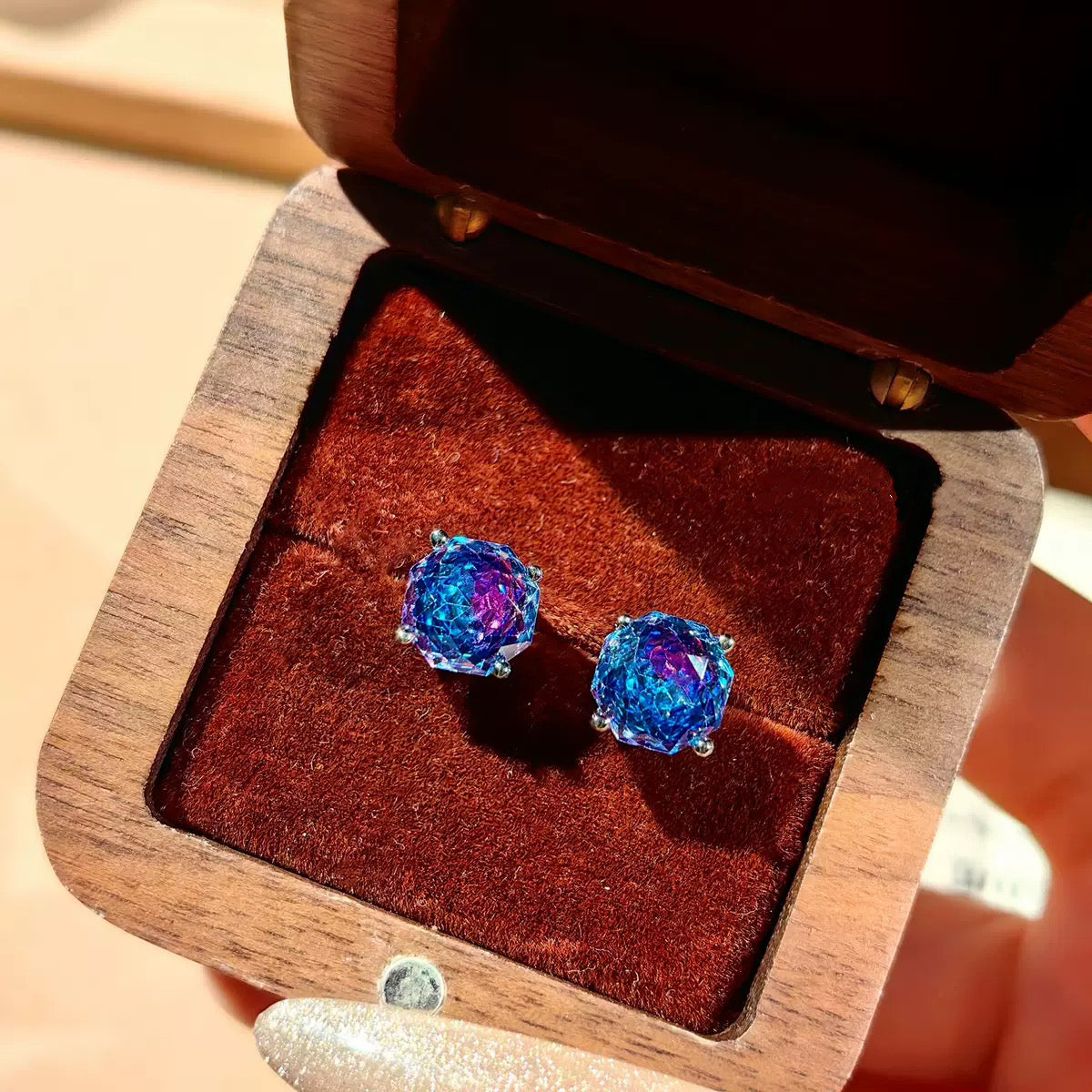 Octagonal Millennium Rose Cut Rainbow Jewelry Set