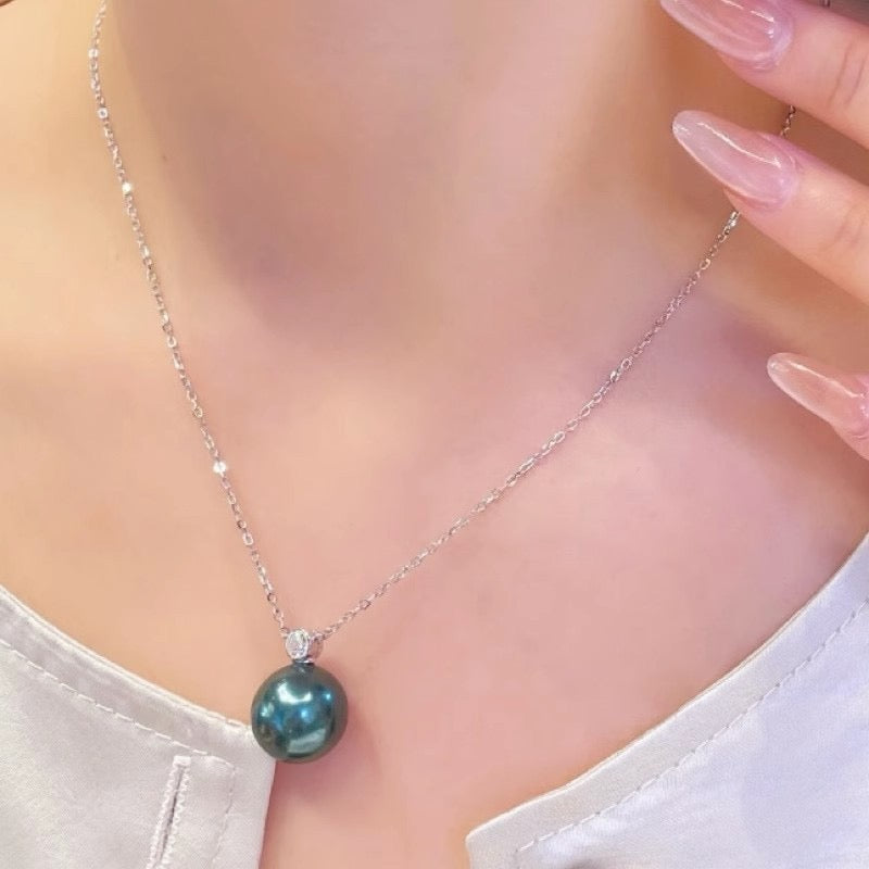 Minimalist Luxury Peacock Green Shell Pearl Jewelry Set
