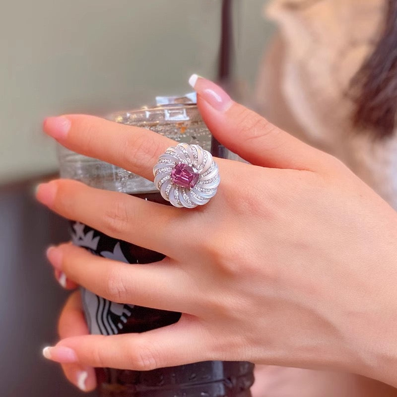 Vintage Pink Spiral Ring