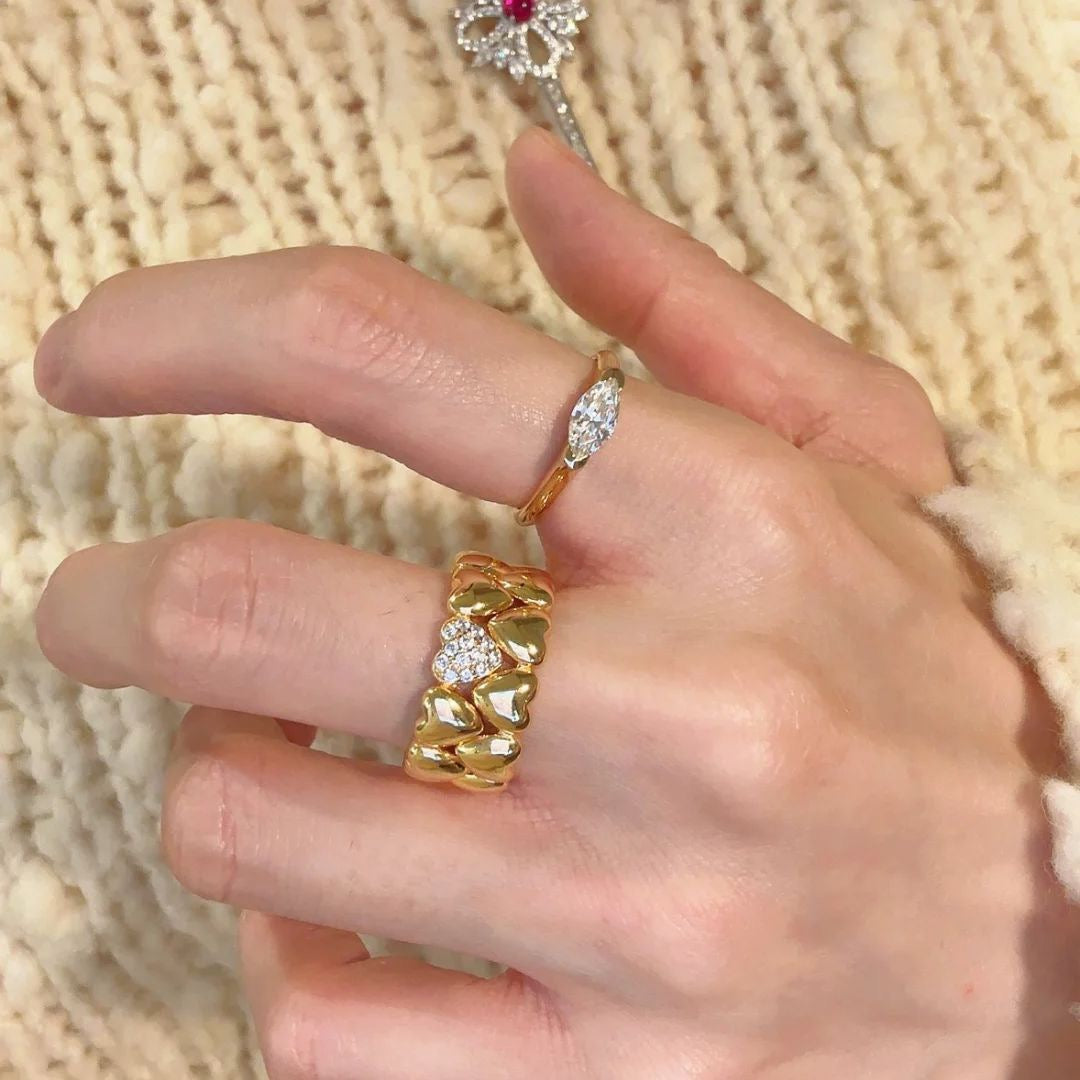 Vintage Double-Layer Heart Ring
