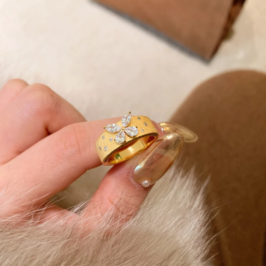 Vintage Artisan Crafted Textured and Sculpted Butterfly Ring