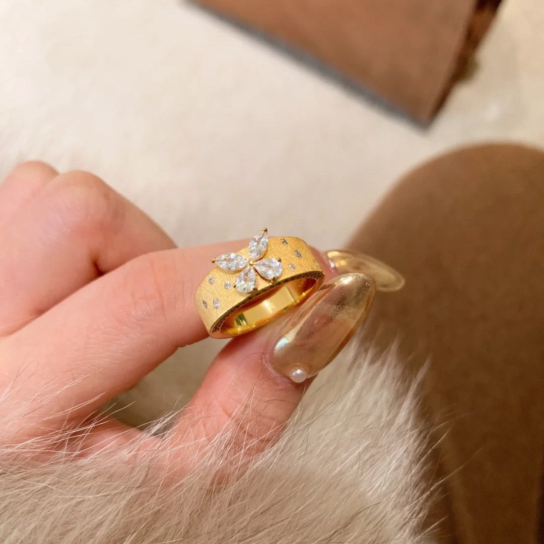 Vintage Artisan Crafted Textured and Sculpted Butterfly Ring