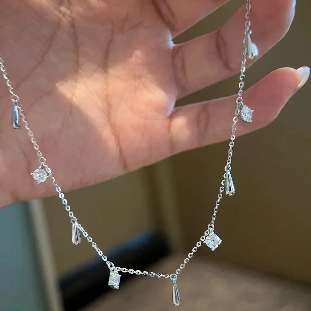 Vintage Brushed Cross & Rupert's Drop Necklace