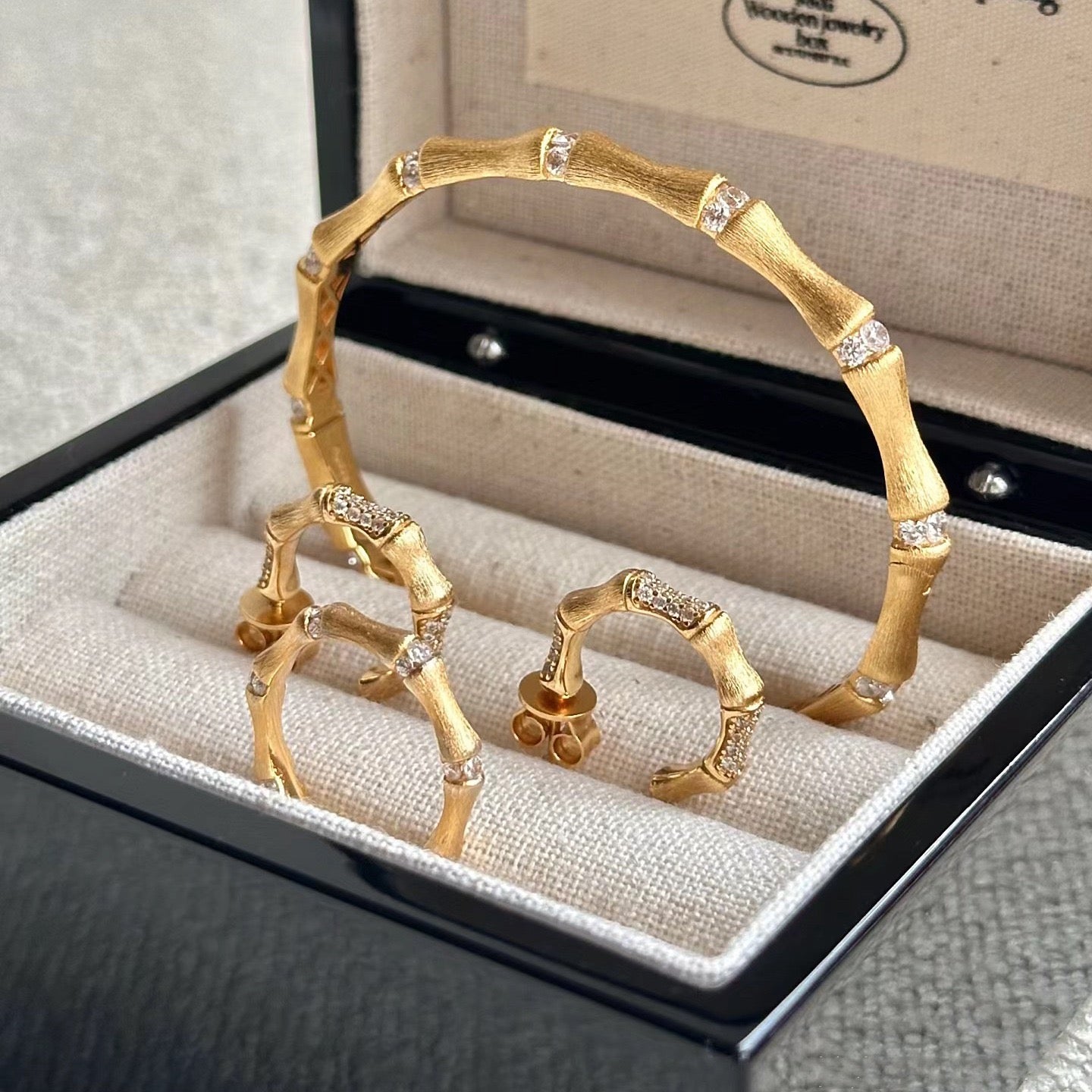 Vintage Brushed Zen Bamboo Node Jewelry Set