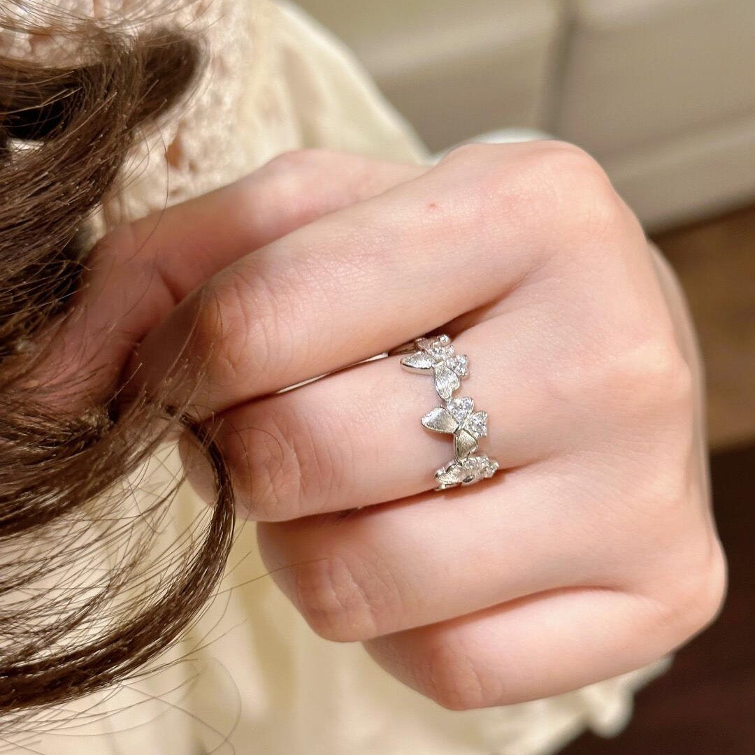 Ethereal Vintage Brushed Gold Butterfly Ring