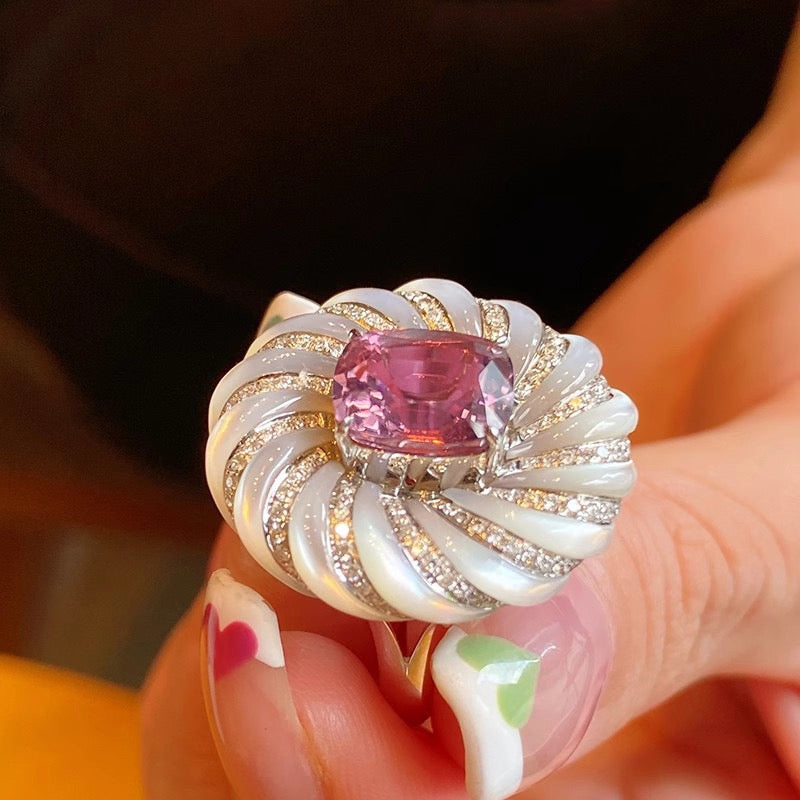 Vintage Pink Spiral Ring