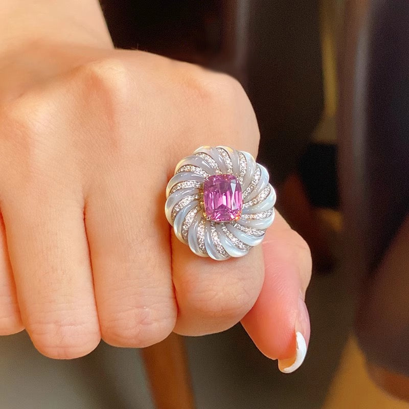 Vintage Pink Spiral Ring