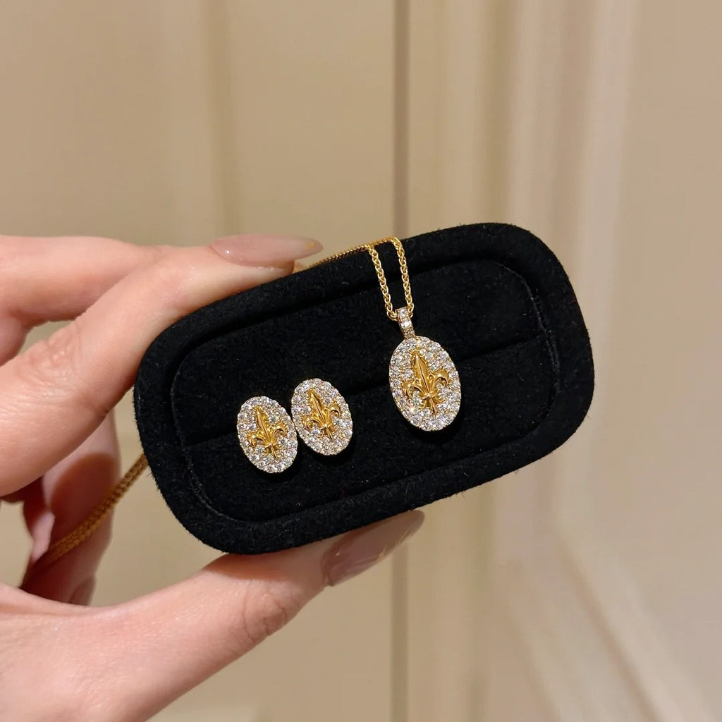 French Vintage Iris Jewelry Set