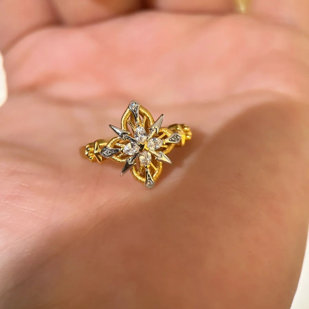 Antique Arrowhead Clover and Thorns Ring