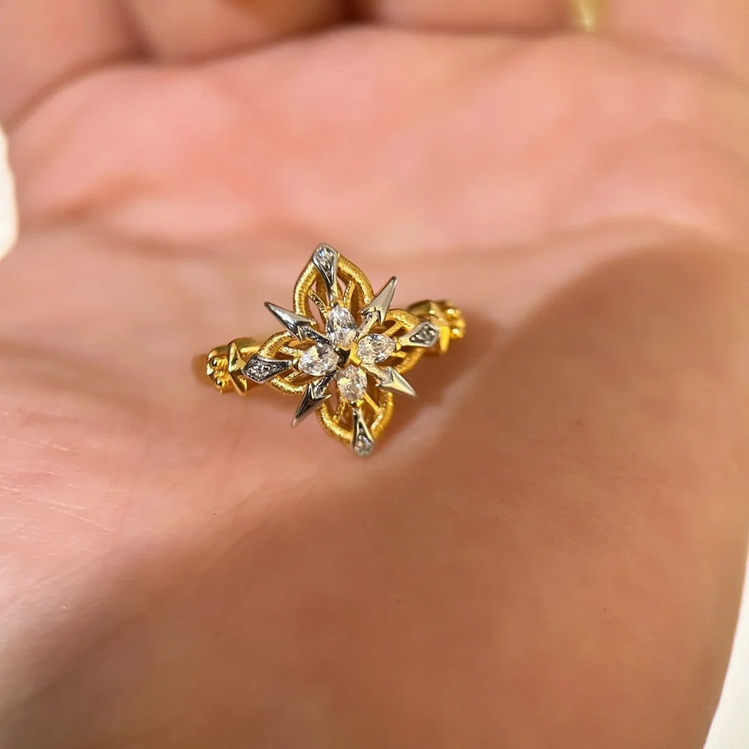 Antique Arrowhead Clover and Thorns Ring