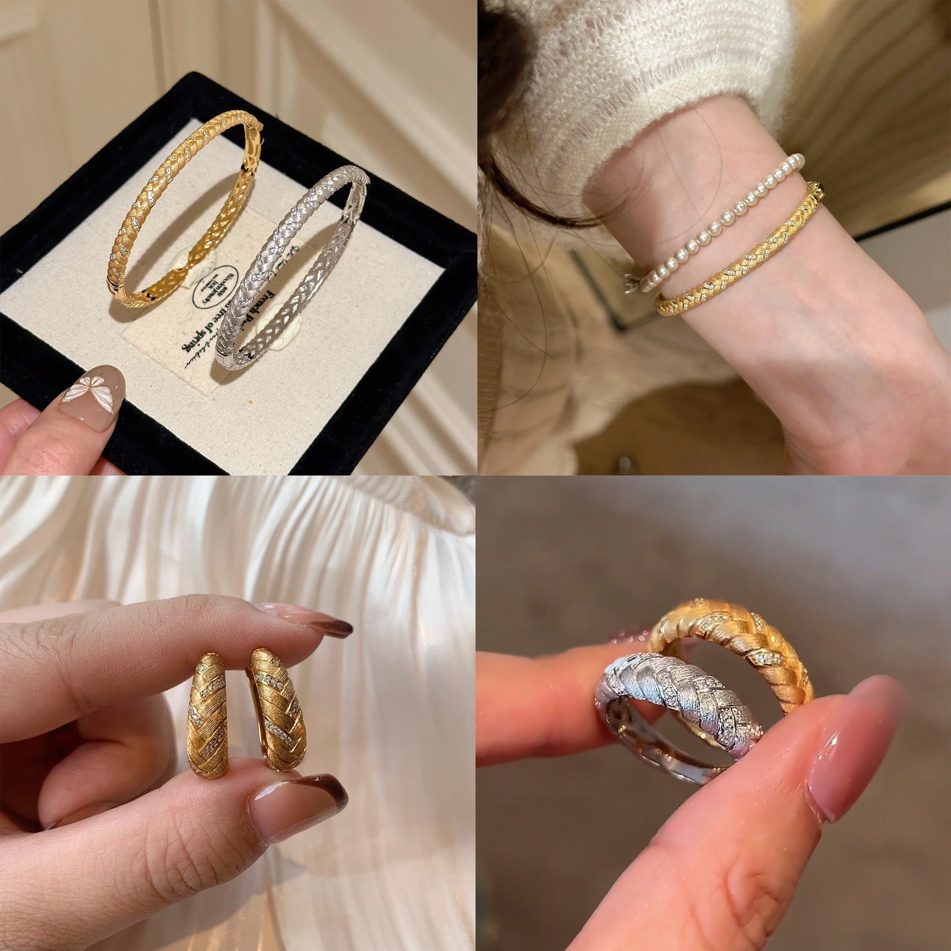 Vintage Brushed Finish Forged Jewelry Set