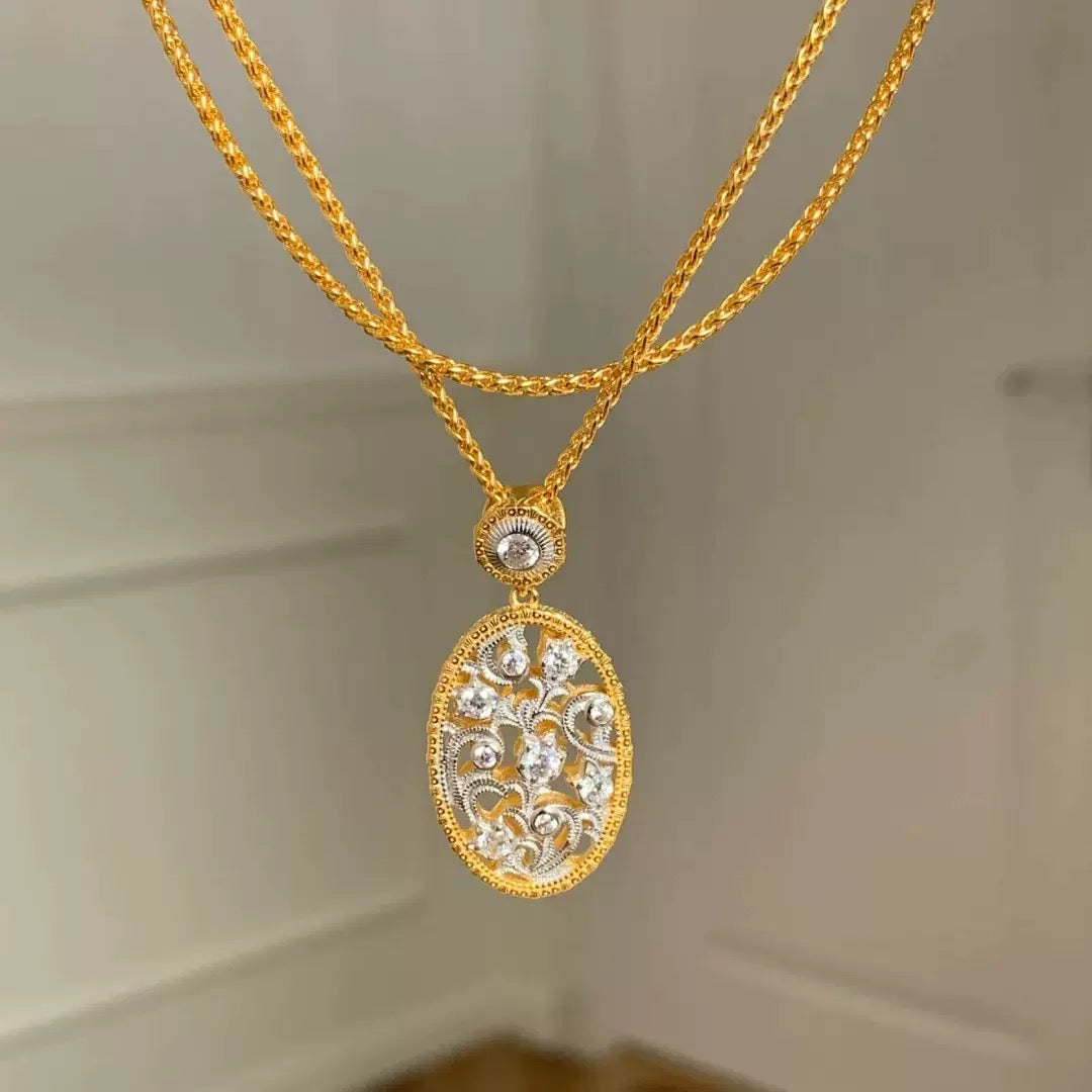 Lily of the Valley Vintage Textured and Brushed Gold Jewelry Set