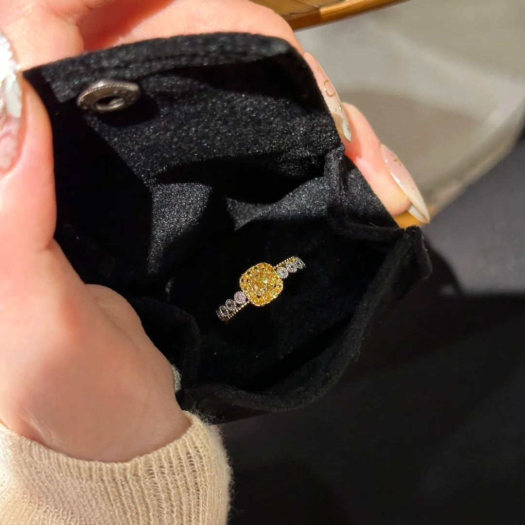 Old Money Style Yellow Cube and Pineapple Ring