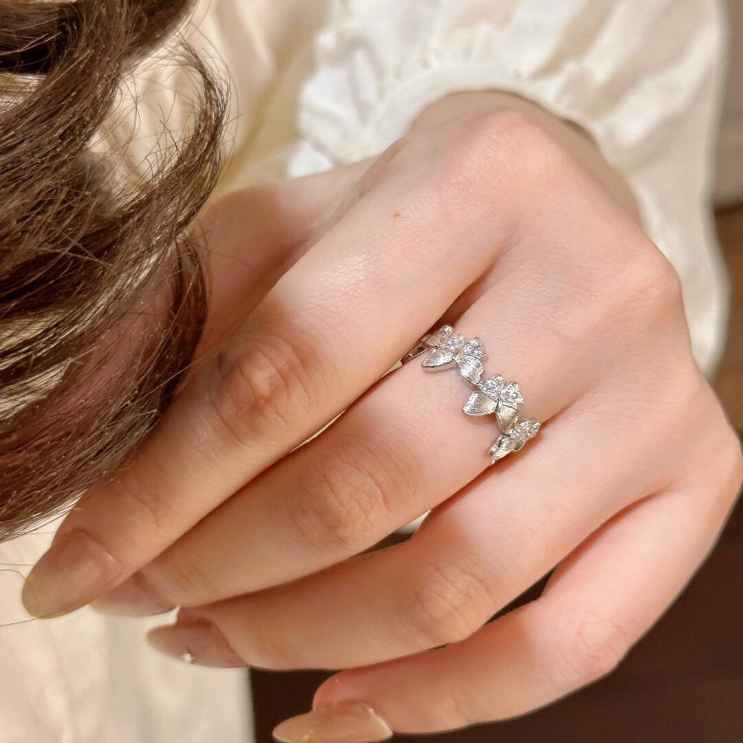 Ethereal Vintage Brushed Gold Butterfly Ring