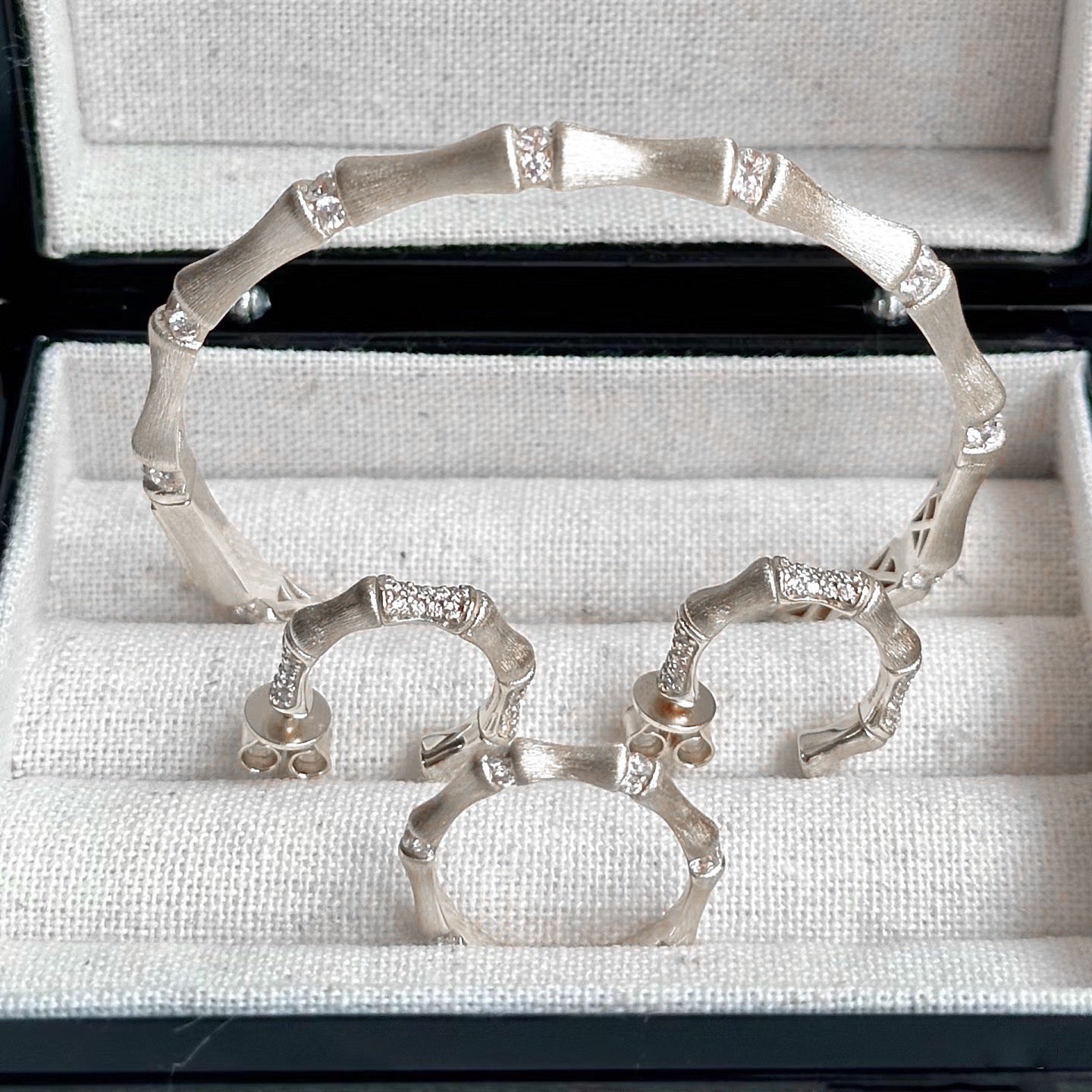 Vintage Brushed Zen Bamboo Node Jewelry Set