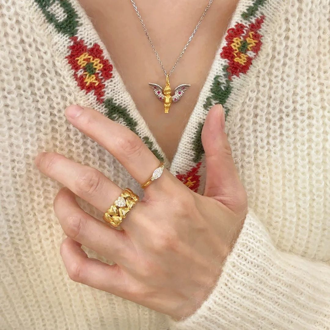 Vintage Double-Layer Heart Ring