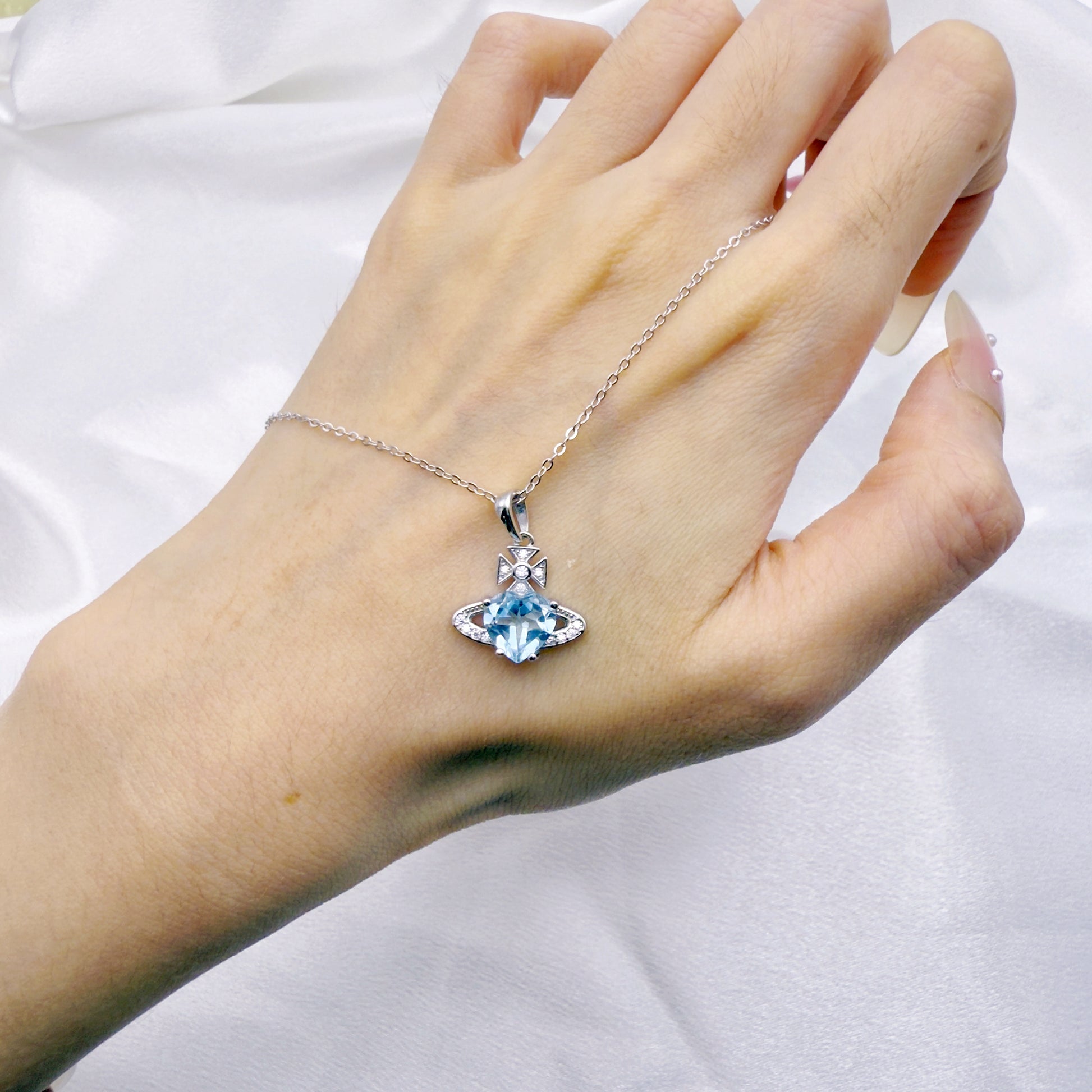 Celestial Clarity Topaz Necklace S925 Silver